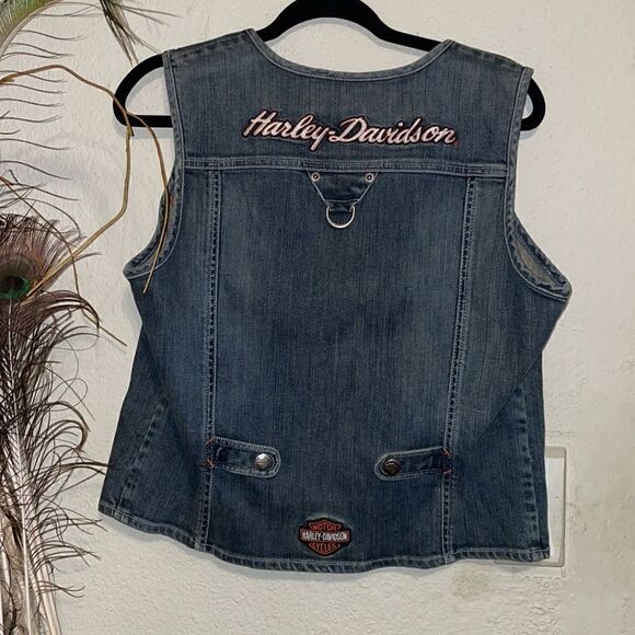 Harley Davidson Jean Vest Biker Patches Trucker - Picture 5 of 9